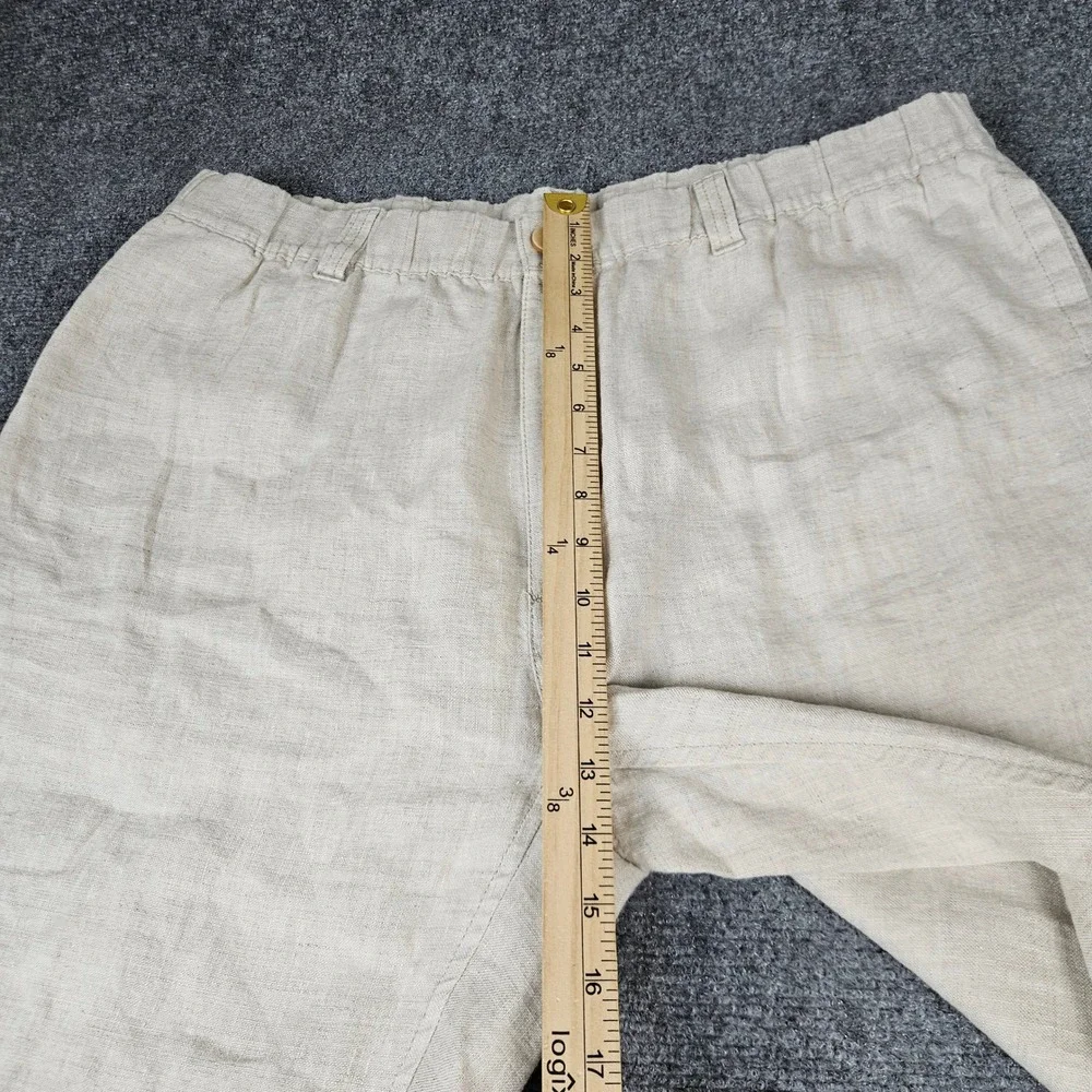 Caribbean Mens Linen Pants Beige Oatmeal Elastic Waist Drawstring Summer